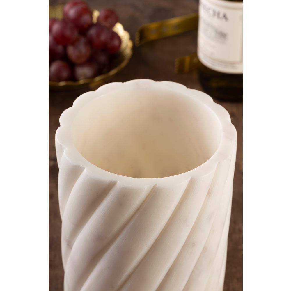 White Marble Round Bottle Chiller with Twist Ridges