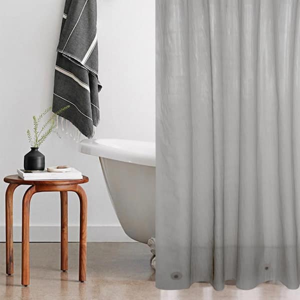 RAY STAR Raystar 70 in. x 72 in. Gray PEVA Plaid Shower Curtain