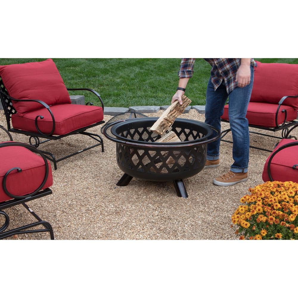 Bronze Lattice Design Wood Burning Outdoor Fire Pit