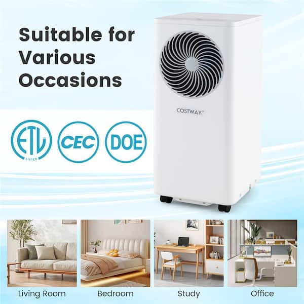 5000 BTU(DOE) Portable Air Conditioner Cools 350 sq. ft. with Dehumidifier with Remote in White