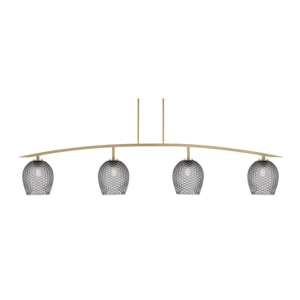 Siena 4-Light New Age Brass Billiard Light with 7.5 in. Smoke Textured Glas