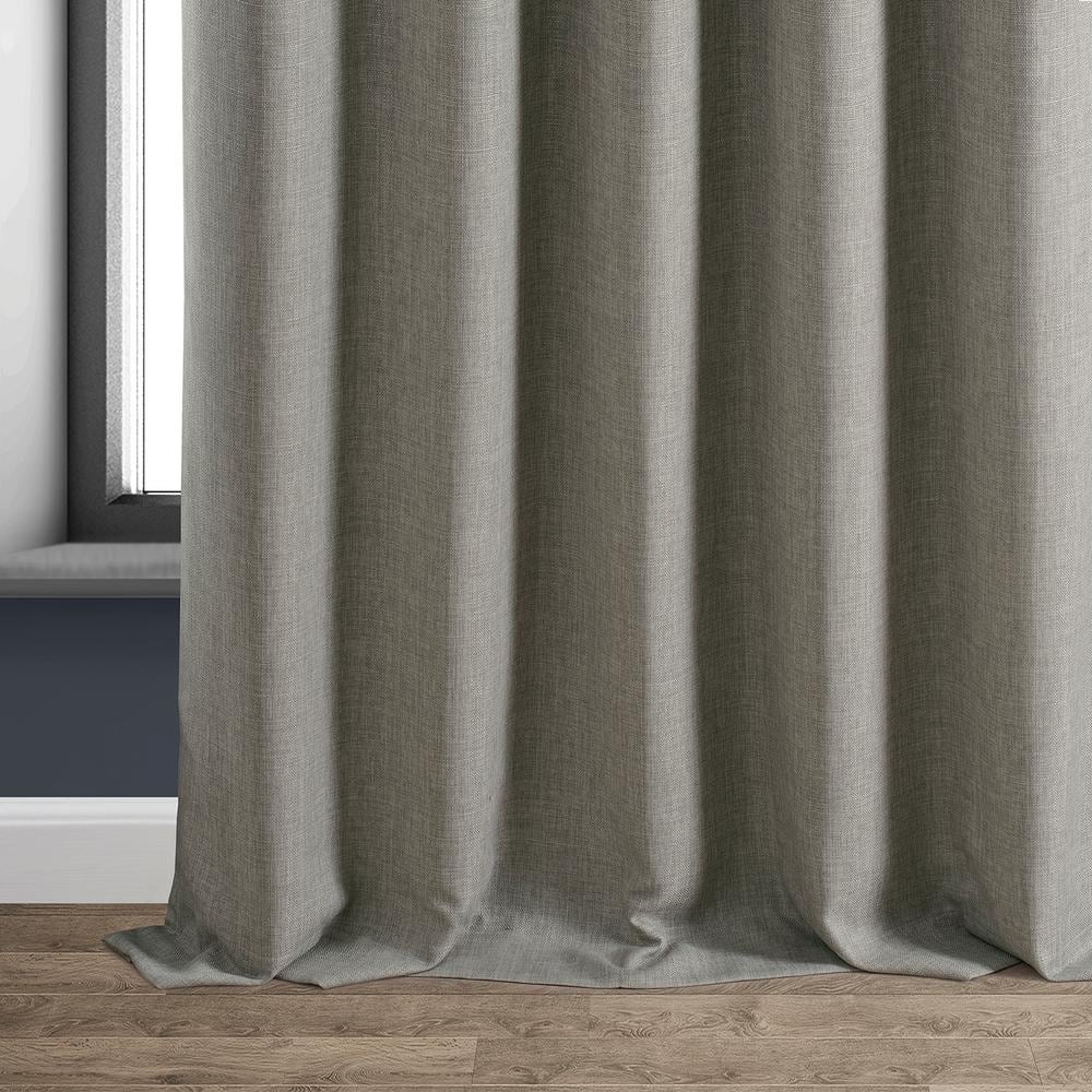 Slate Gray Faux Linen Blackout Curtain Panel 50" x 96"