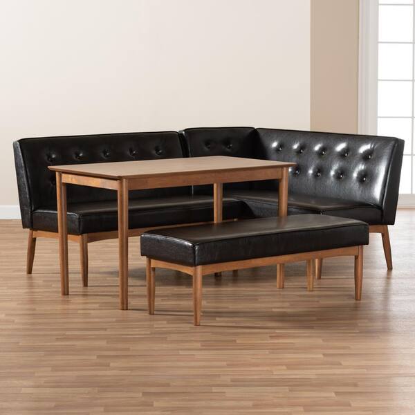 Baxton Studio Arvid 4 Piece Dark Brown and Walnut Brown Dining