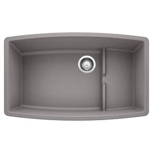 PERFORMA CASCADE 32 in. Undermount Single Bowl Metallic Gray Granite Composite Kitchen Sink