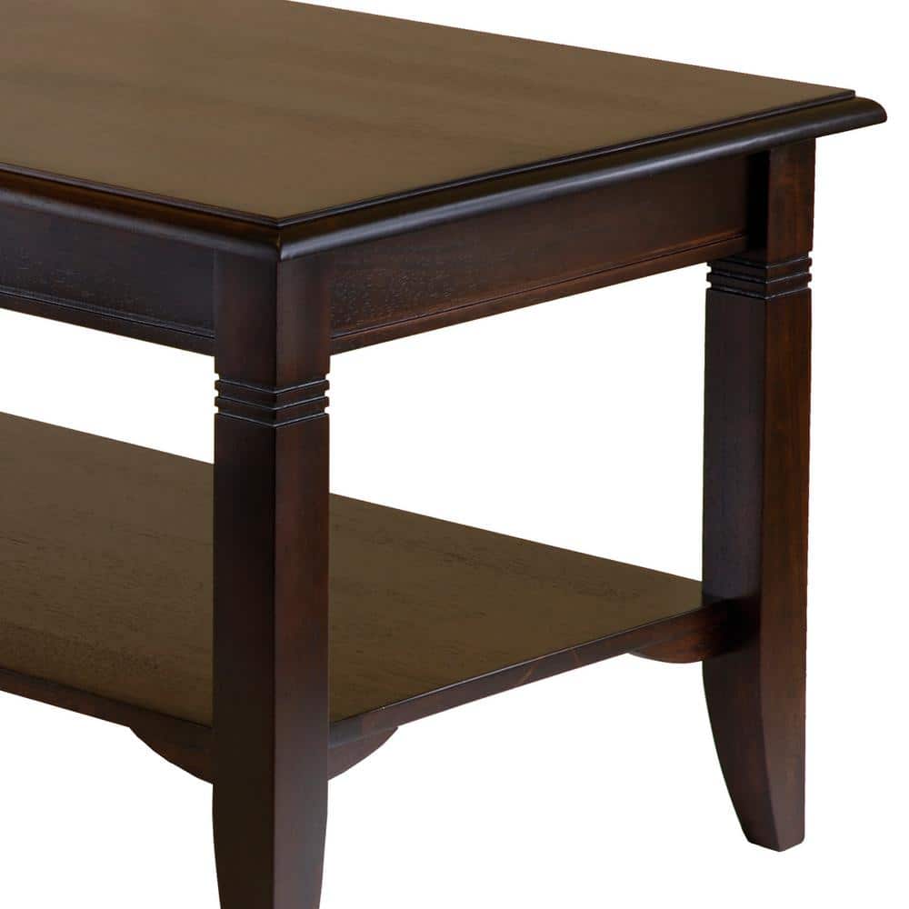 Transitional Cappuccino Brown Rectangular Wood Coffee Table