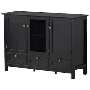 44.9 in. W x 14.8 in. D x 31.1 in. H Black Linen Cabinet with Acrylic Door and Adjustable Shelves