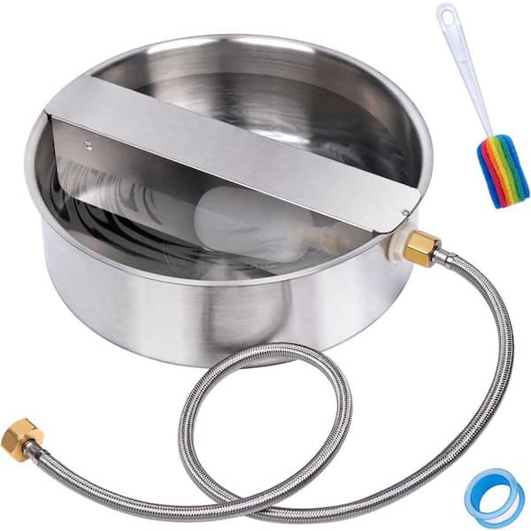 Automatic Pet Water Bowl Dispenser 6.5 L Float Valve Stainless Steel for Large Dogs Cats Outdoor Fountain