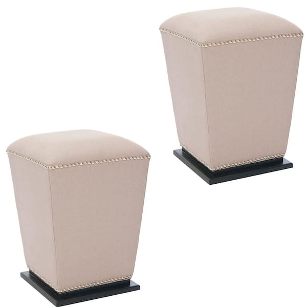 Safavieh Mason Beige Upholstered Vanity Stool (Set of 2)