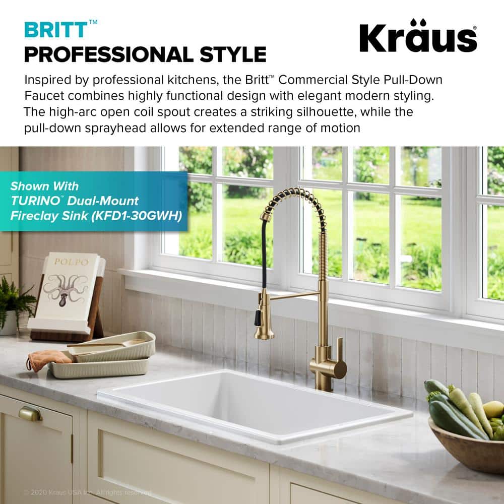 Champagne Bronze Commercial Style Pull-Down Kitchen Faucet