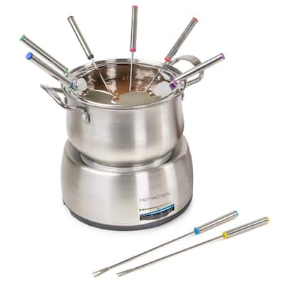10-Piece 2 qt. Stainless Steel Chocolate Fondue Pot with Fondue Forks