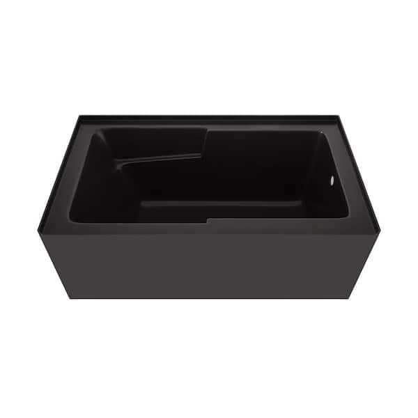 Voltaire 54 in. x 30 in. Soaking Alcove Bathtub with Right Drain in Glossy Black with Integrated Armrest