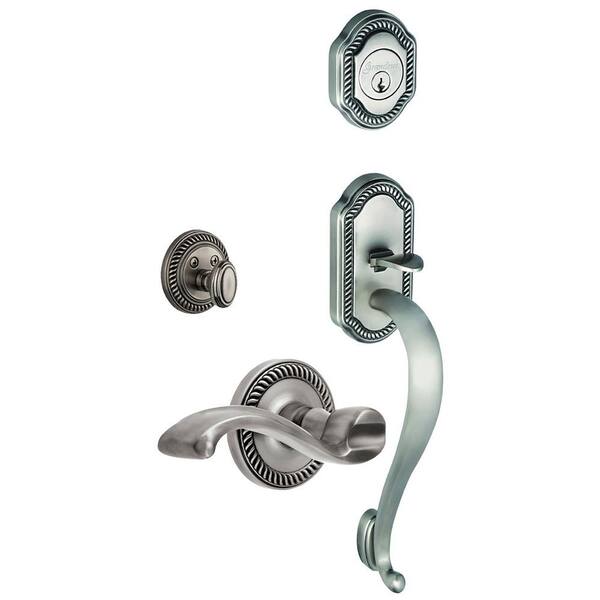 Grandeur Newport Single Cylinder Antique Pewter S-Grip Handleset with Right Handed Portofino Lever