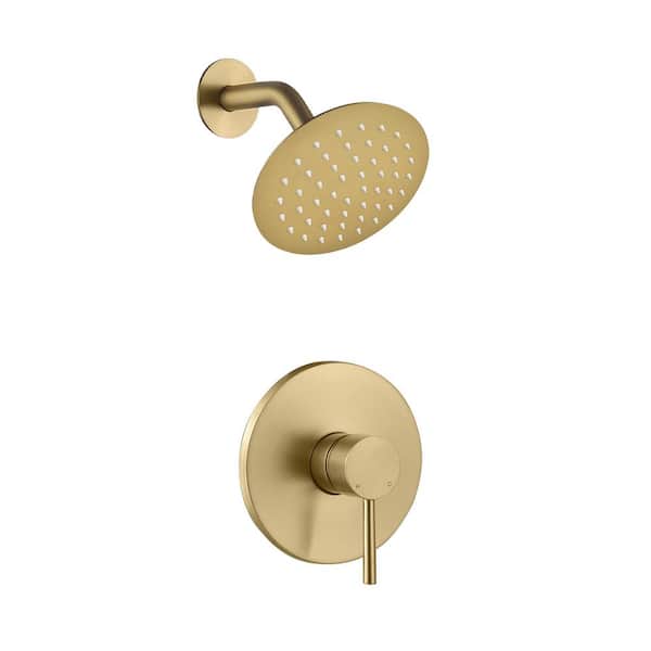 6 in. Single Handle 1-Spray Shower Faucet 1.8 GPM with Anti Scald in Brushed Gold