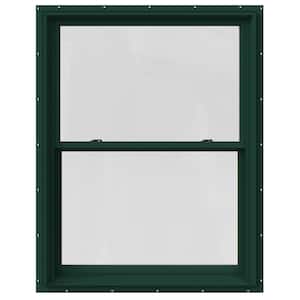 37.375 in. x 48 in. W-2500 Series Green Painted Clad Wood Double Hung Window w/ Natural Interior and Screen