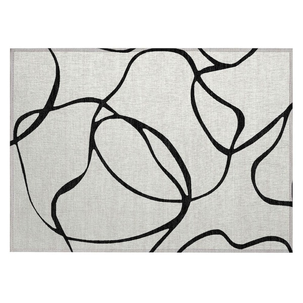 Chantille Machine Washable Indoor/Outdoor Abstract ACN999 White 1 ft. 8 in. x 2 ft. 6 in. Area Rug