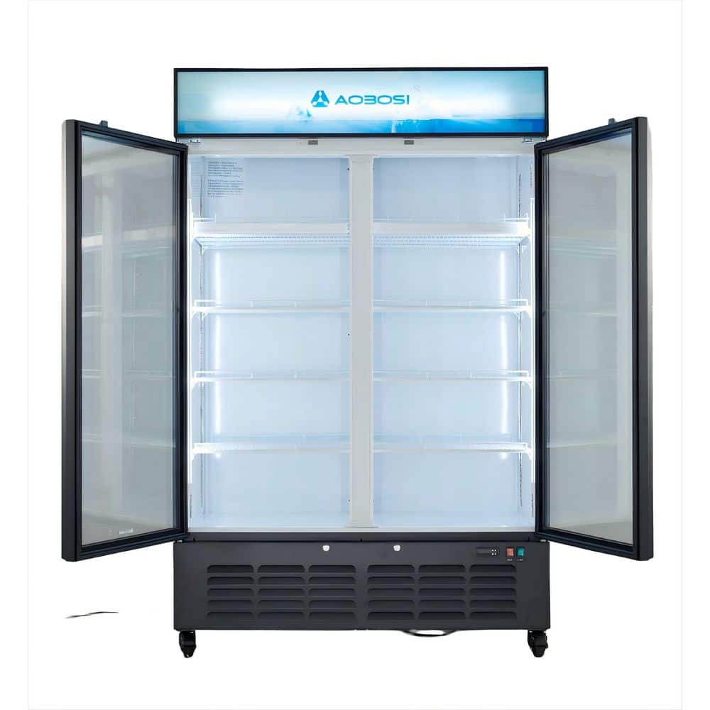 Aaobosi 36.8 Cu. Ft. 50 in. Commercial Display Fridge w/ Customizable Lightbox Merchandiser Refrigerator in Black, ETL Certified