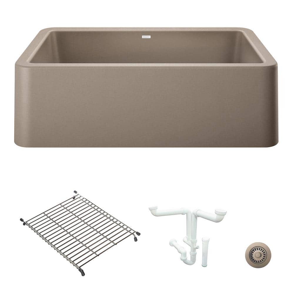 Ikon 33 in. Farmhouse/Apron-Front Single Bowl Truffle Granite Composite Kit