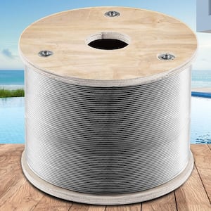 316 Stainless Steel Wire Rope 1/8 in. x 500 ft. Steel Wire Cable w/ 7x7 Strands Core 1700 lbs. Breaking Strength