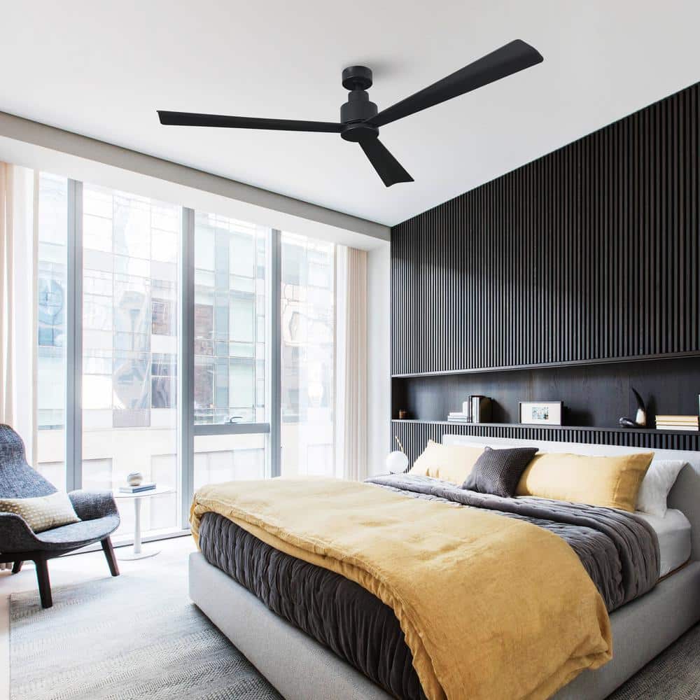 52-Inch Matte Black Reversible 3-Blade Ceiling Fan with Remote