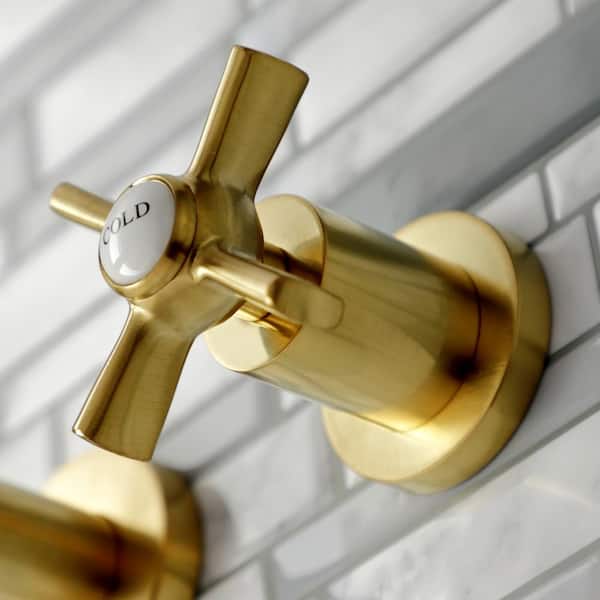 Millennium 2-Handle Wall Mount Bathroom Faucet in Brushed Brass