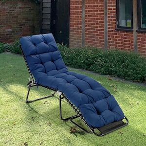 73 in. Indoor Outdoor Chaise Lounge Cushion Padded Recliner Cushion in Navy