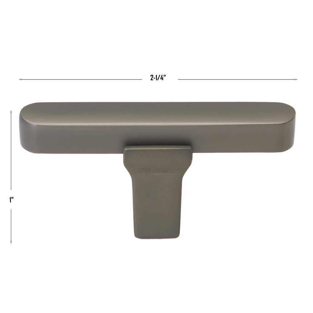 Graphite Brushed Modern T-Handle Cabinet Knob 2.25"