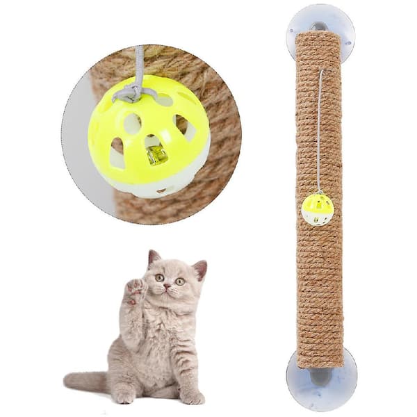 Pet Life 'Stick N' Claw' Sisal Rope and Toy Suction Cup Stick Shaped Cat Scratcher