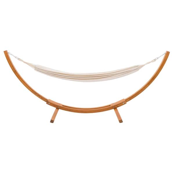 CorLiving Warm Sun 10.4 ft. Free Standing Hammock Bed Hammock with Stand in Beige