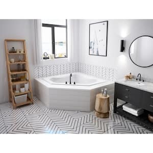 Projecta 60 in. x 60 in. Acrylic Corner Drop-In Whirlpool Bathtub in White