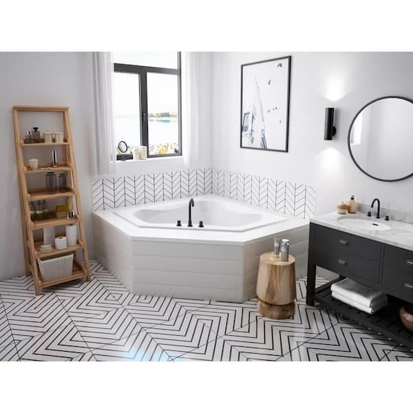 Projecta 60 in. x 60 in. Acrylic Corner Drop-In Whirlpool Bathtub in White