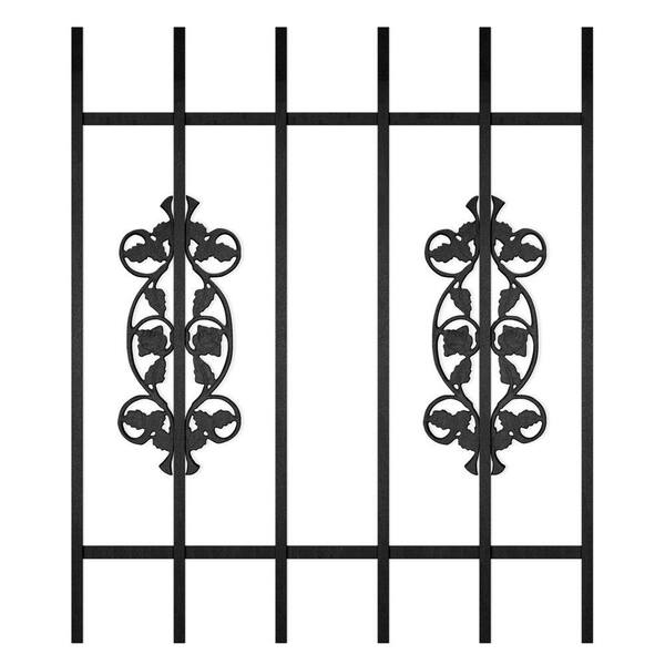 Unique Home Designs Rambling Rose 30 in. x 36 in. Black 6-Bar Window Guard-DISCONTINUED