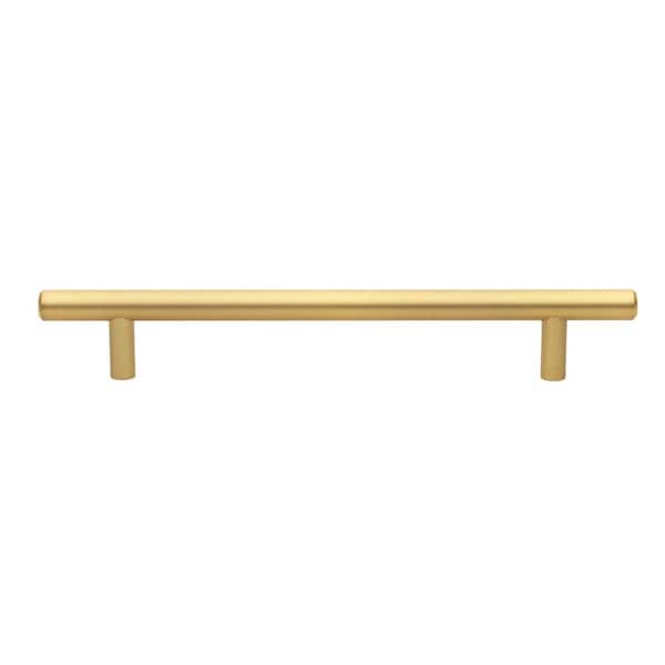 GLIDERITE 6-1/4 in. Center-to-Center Satin Gold Solid Handle Bar Cabinet Drawer Pulls (10-Pack)