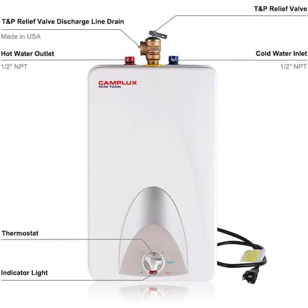 FOGATTI Electric Tank Water Heater, 8.0 Gallon Point of Use Instant Hot  Water Heater 120V 1440W, Wall or Floor Mounted, Easy to Install