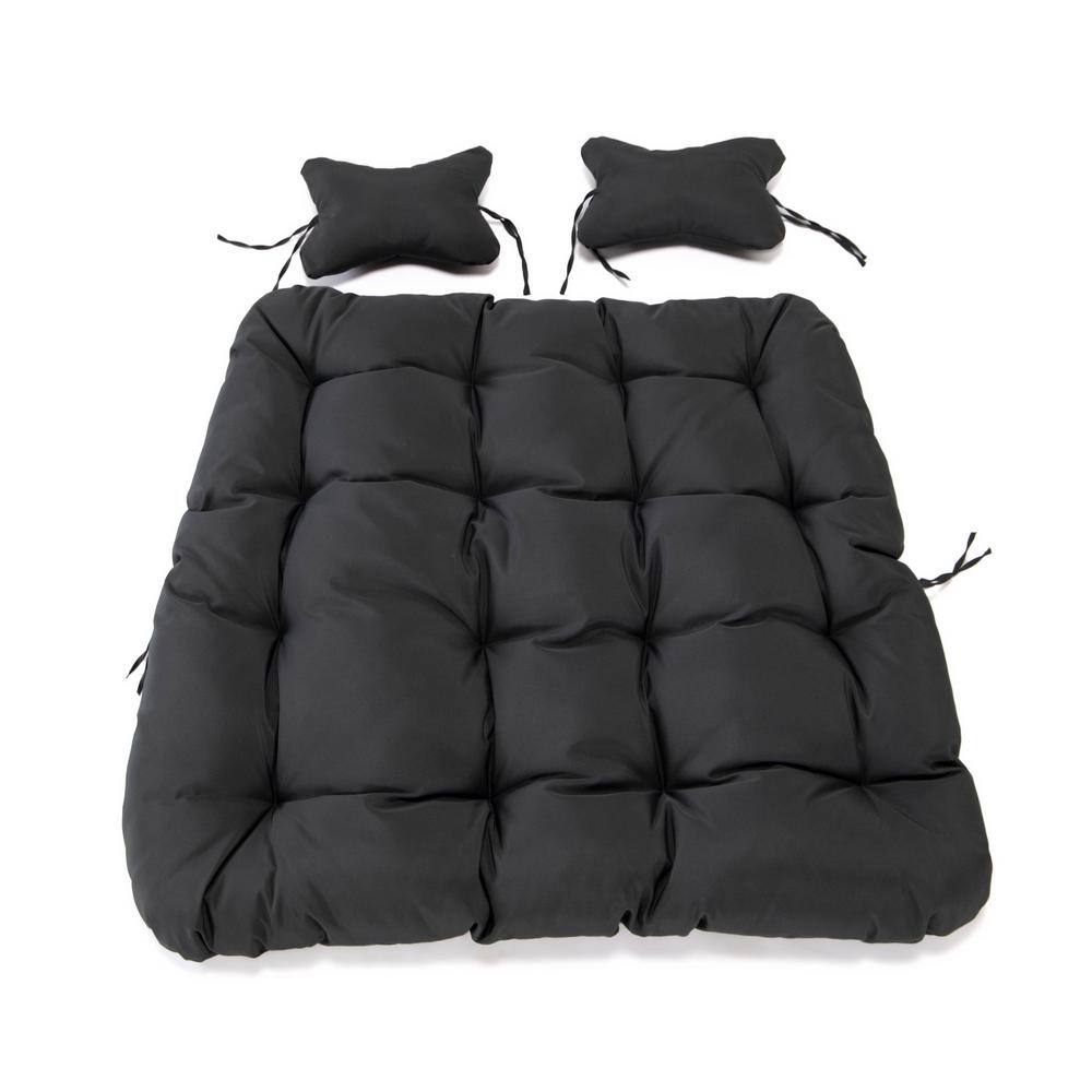 Charcoal Upholstered Hanging Egg Swing Cushion with Headrest