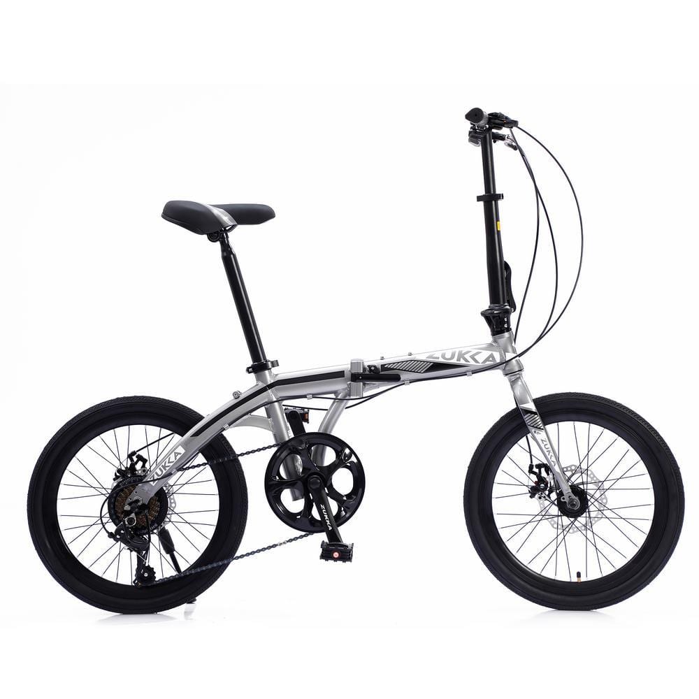 Cesicia 20 in. Silver Aluminum Folding City Bike with 8 Speed