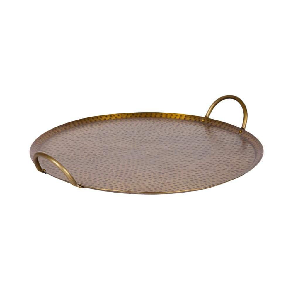 Sanzo 16 in. W x 3 in. H x 16 in. D Round Gold Metal Decorative Serving Tray price history on PriceWatchPro
