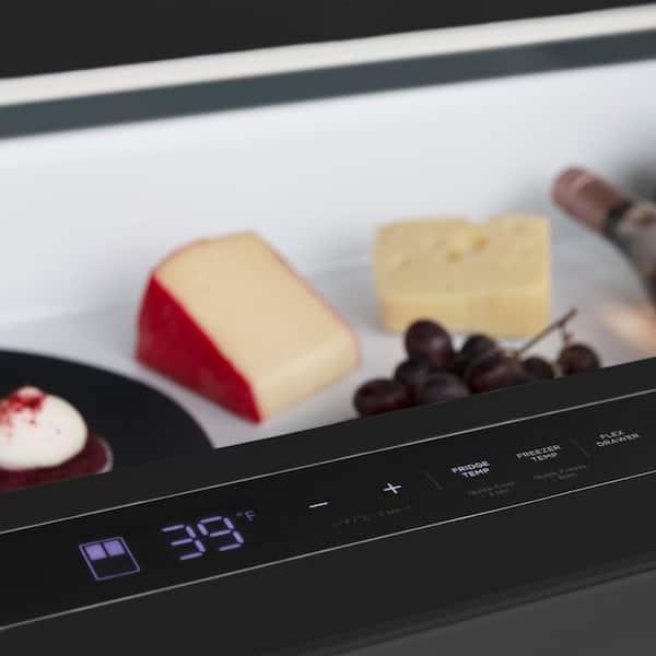 Autograph Edition 36 in. Counter-Depth French Door 22.5 cu ft Refrigerator in Black Steel with Champagne Helix Handles