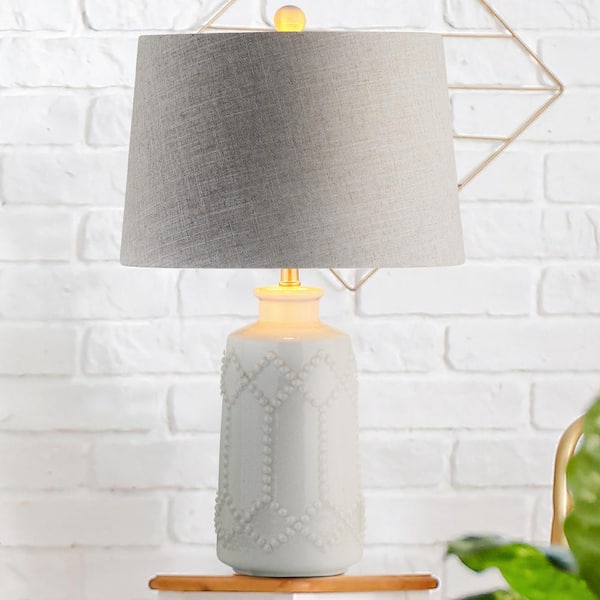 JONATHAN Y Alice 26 in. Cream Ceramic LED Table Lamp JYL4018A