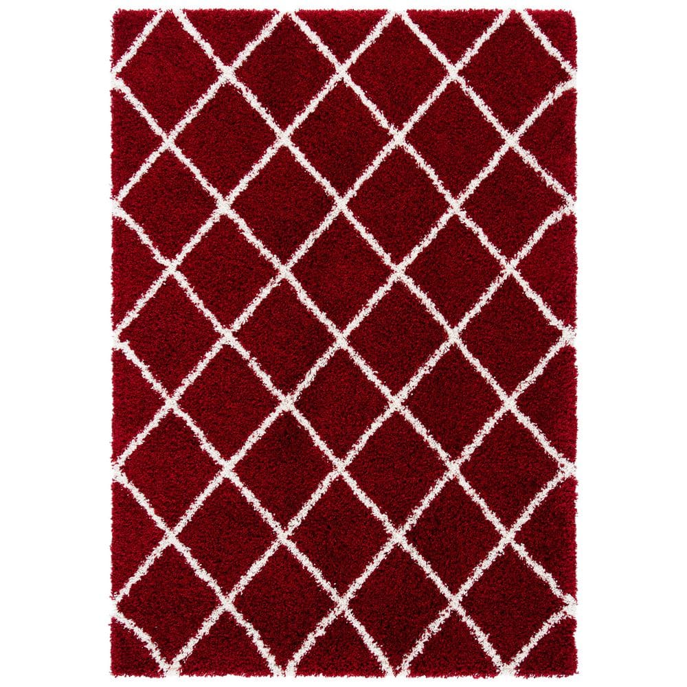 Hudson Shag 5 ft. x 8 ft. Red/Ivory Diamond Area Rug price history on PriceWatchPro