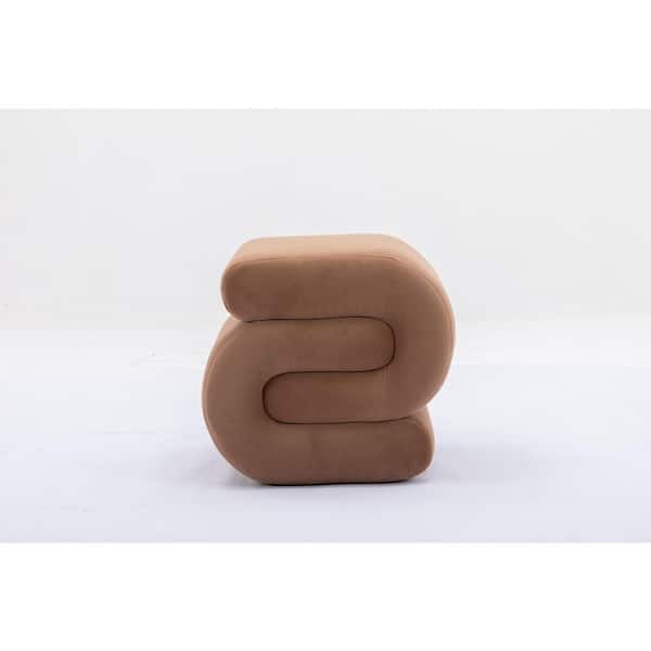 Unbranded Coffee S-shape Velvet Fabric Ottoman Makeup Stool Footstool For Living Room