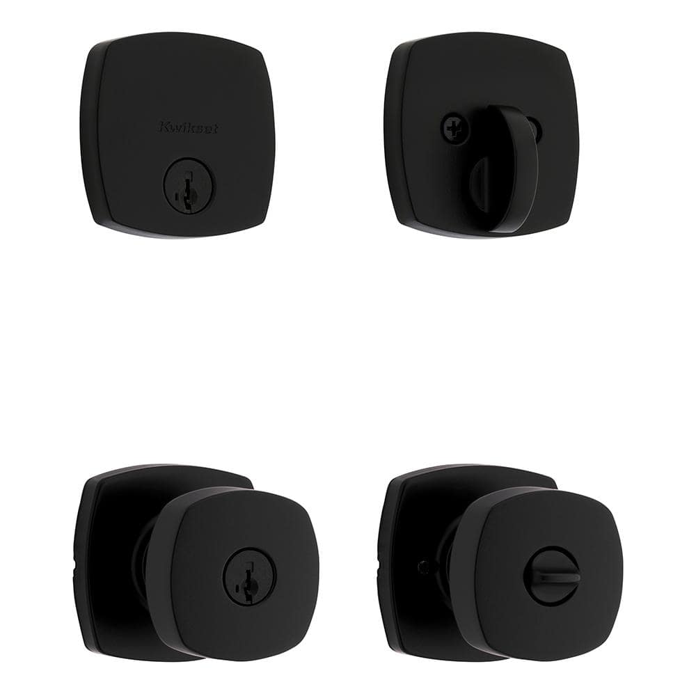 Arroyo Keyed Entry Knob and Single Cylinder Deadbolt Combo Pack featuring SmartKey Security in Matte Black