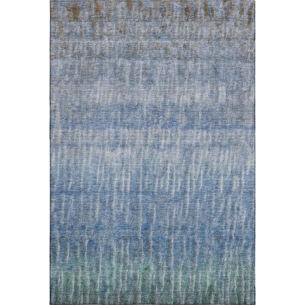 Mayfield Premium Machine Washable Abstract AMF2317 Blue 10 ft. x 14 ft. Area Rug