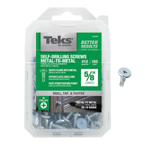 Teks #10 x 5/8 in. Phillips Pancake Head Self Drilling Screws (190-Pack)