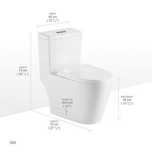 1-Piece Dual Flush 1.2 GPF/0.8 GPF Elongated High Efficiency Skirted Toilet All-in-One Toilet in White Seat Included