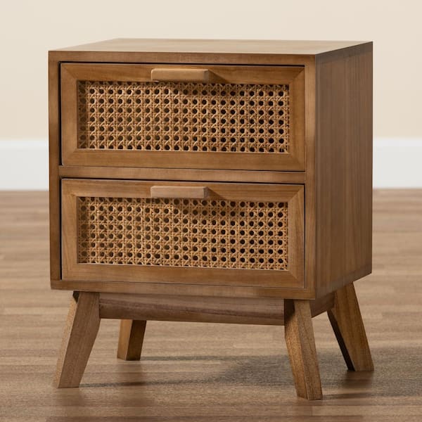 Baxton Studio Baden 2 Drawer Natural Brown and Walnut Brown