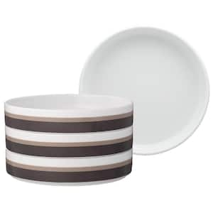 ColorStax Stripe Brown 7.5 in., 12 fl. oz . (Brown) Porcelain Deep Plates, (Set of 4)