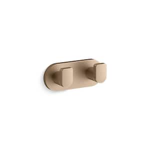 Composed Knob Double Robe Hook in Vibrant Brushed Bronze