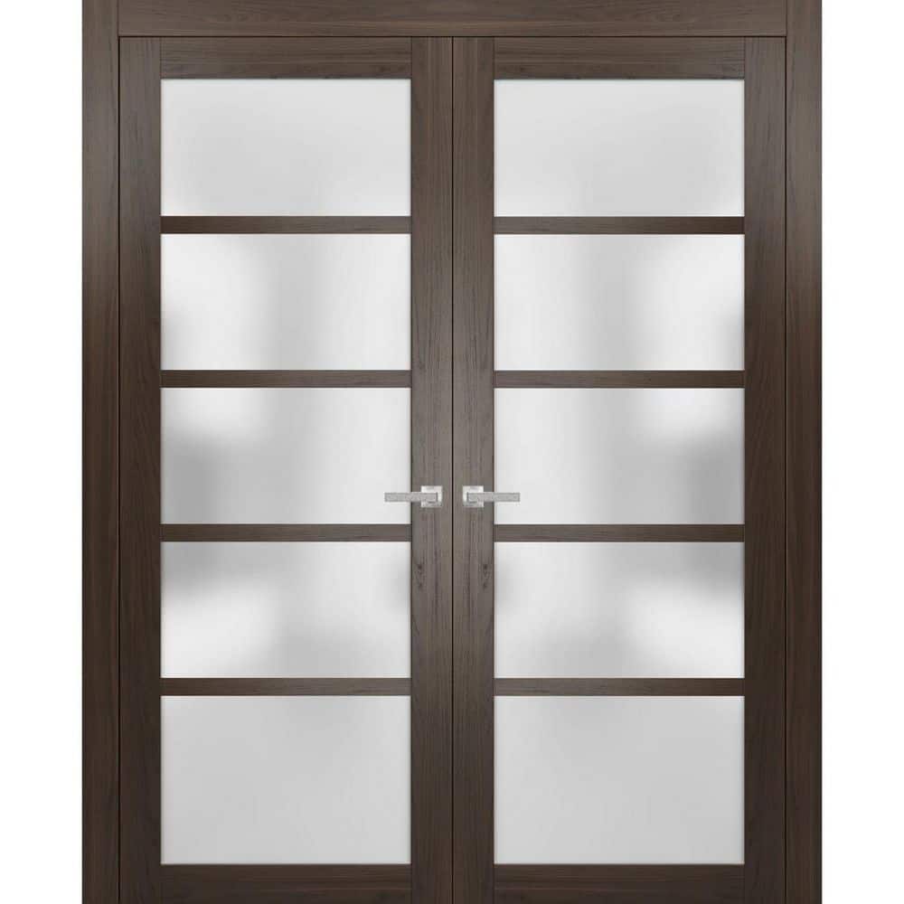 64 in. x 80 in. 2 Panel Chocolate Ash Finished MDF Sliding Door with Hardware price history on PriceWatchPro