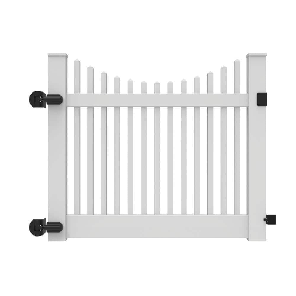 Barrette Outdoor Living Yukon Scallop 5 ft. W x 4 ft. H White Vinyl Un-Assembled Fence Gate