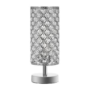 13.78 in. Silver Table Lamp with Crystal Shade